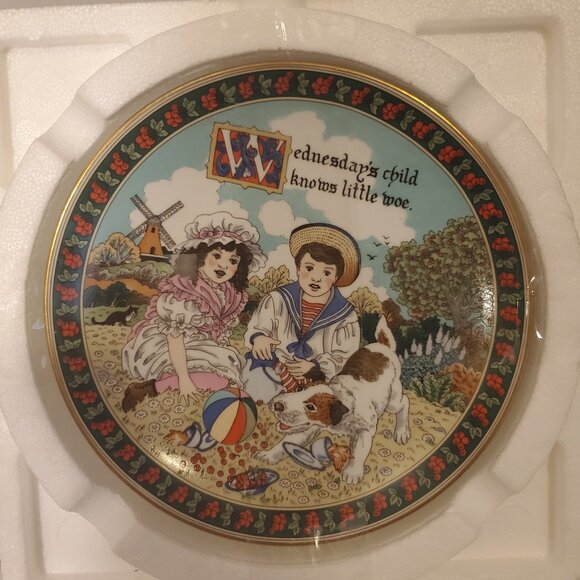 Vintage Royal Worcester Sue Scullard Birthday plate Wednesday's child - Picture 1 of 2